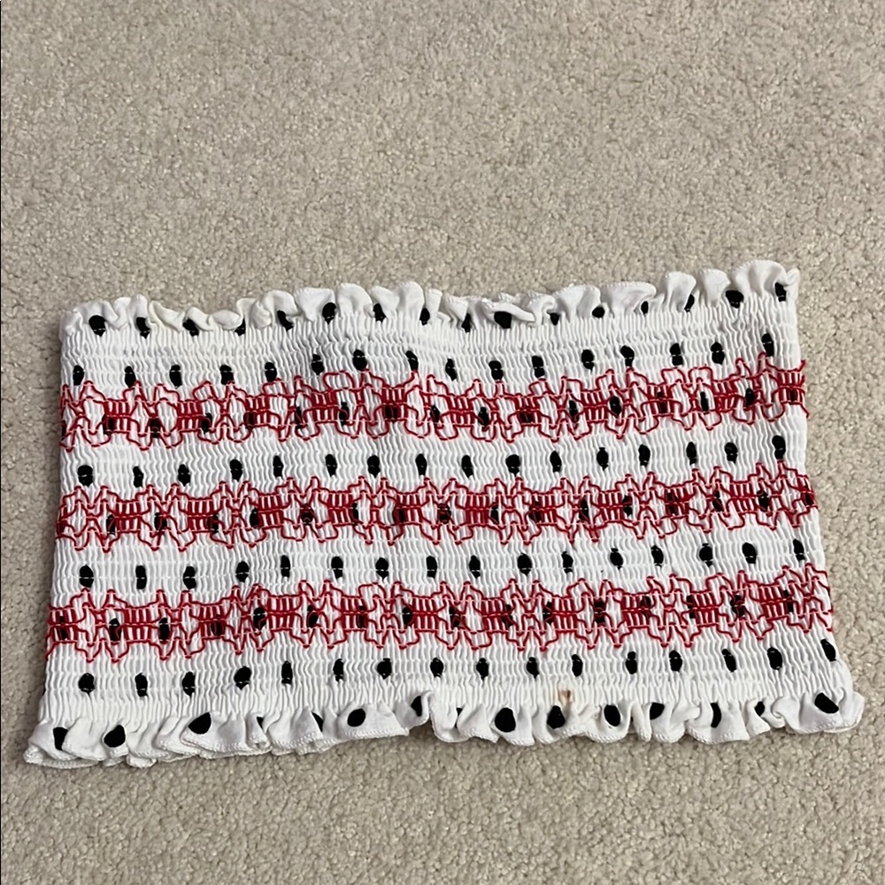 Topshop Black and White Smocked Tube Top